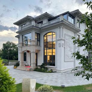 普洱 白麻花岗岩私人别墅干挂石材豪华定制