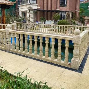 普洱黄金麻花岗岩石材栏杆，扶手，将军柱，花瓶柱