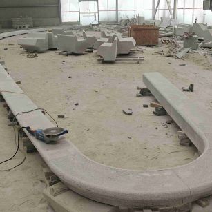 普洱 芝麻白花岗岩弧形花坛石，坐凳石