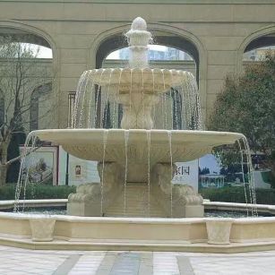 普洱 黄金麻花岗岩异型加工——户外庭院石雕流水喷泉