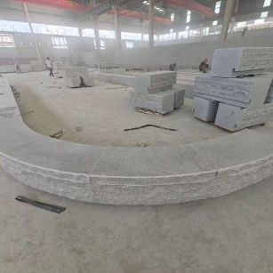 普洱 芝麻白异形坐凳，自然面光面弧形加工