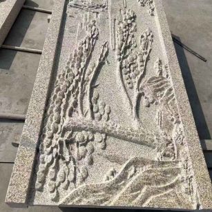 普洱 黄金麻雕刻板浮雕迎客松