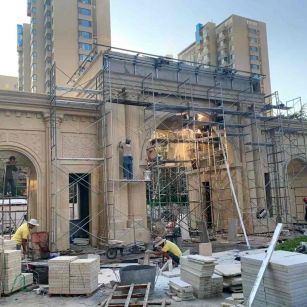 普洱 黄金麻荔枝面花岗岩小区门楼外墙干挂