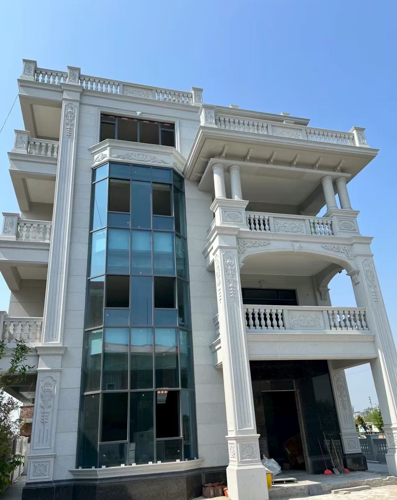 普洱 白麻花岗岩别墅外墙干挂效果展示