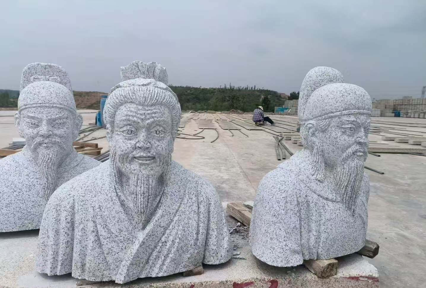 普洱 白麻花岗岩石材人物立体雕刻